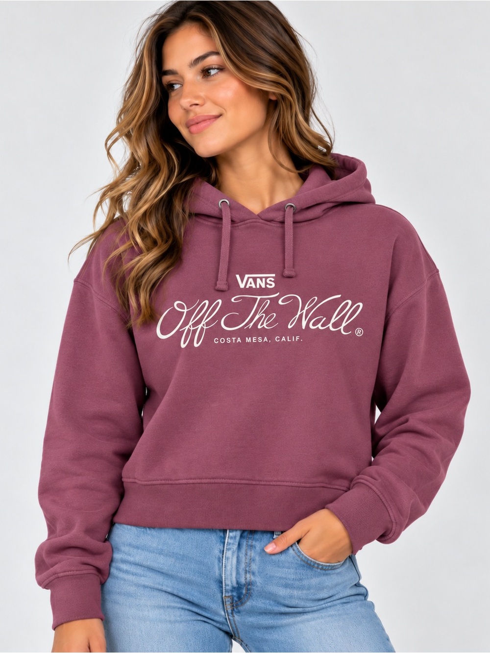 Vans Off The Wall Dusty Mauve Graphic Pullover Hoodie Size M